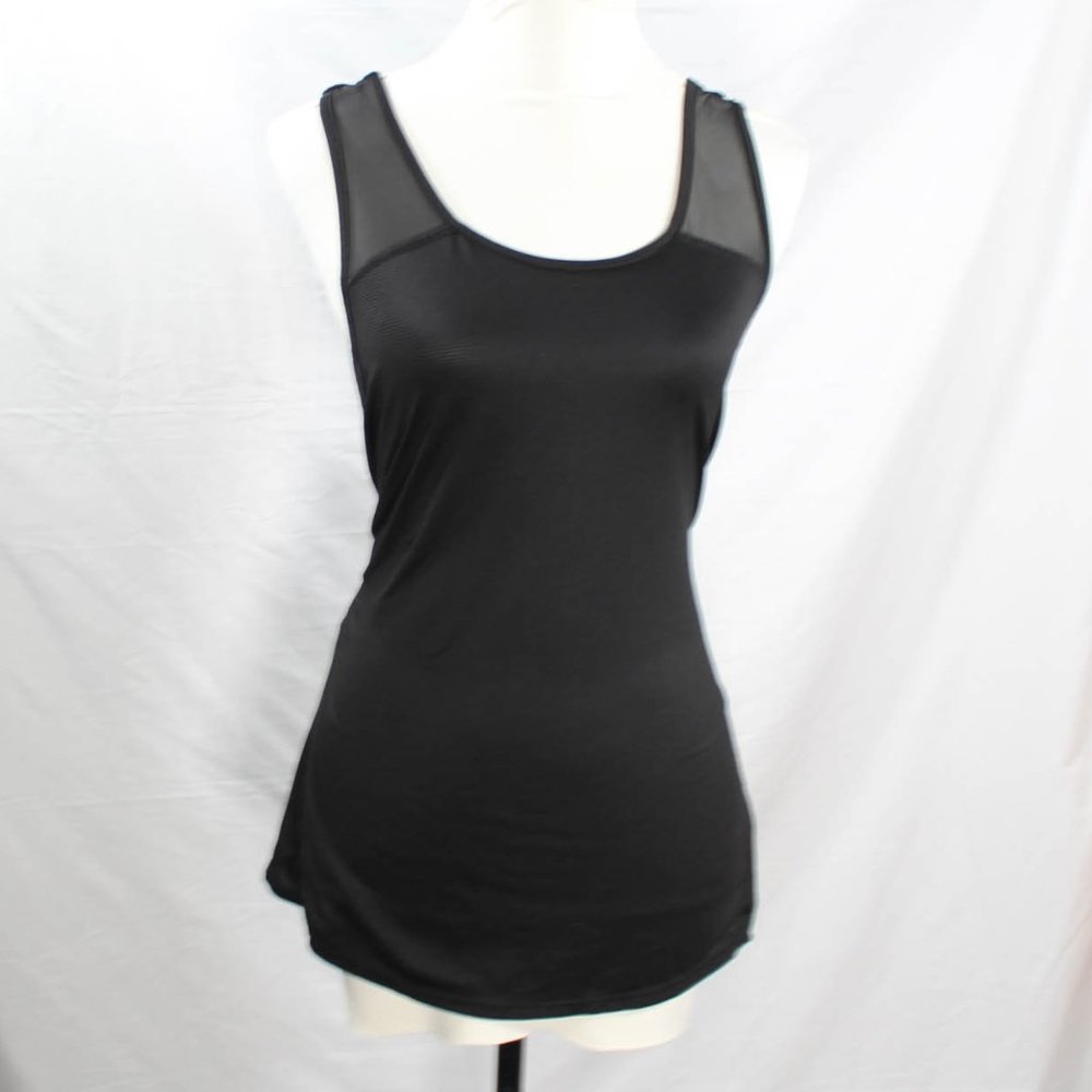 Black Athletic Danskin Now Tank Top Mesh Racer Back